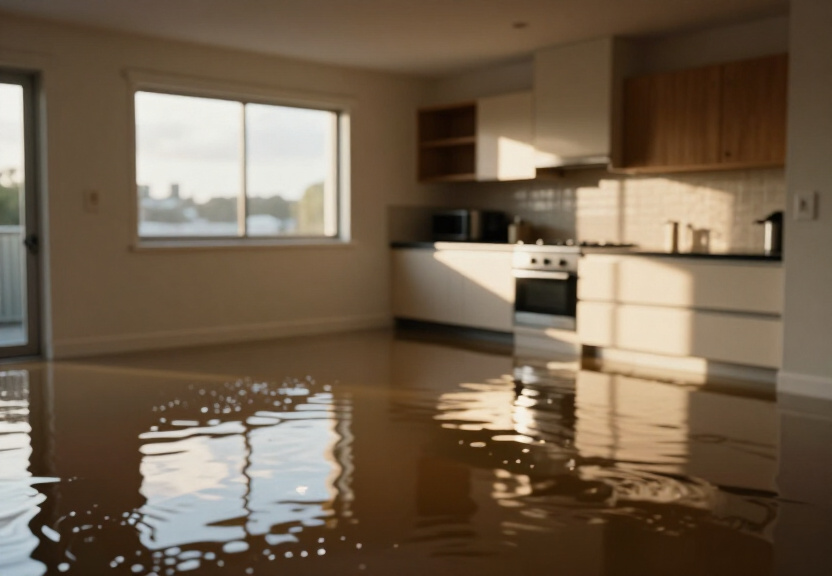 Flooded basement in Hassall Grove before water extraction